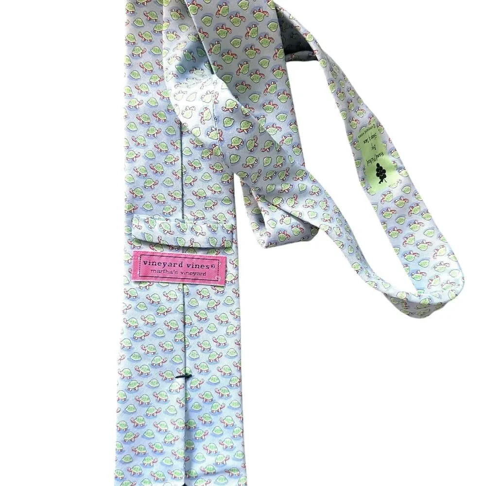 VINEYARD VINES‎ Turtle Print Silk Tie Light Blue